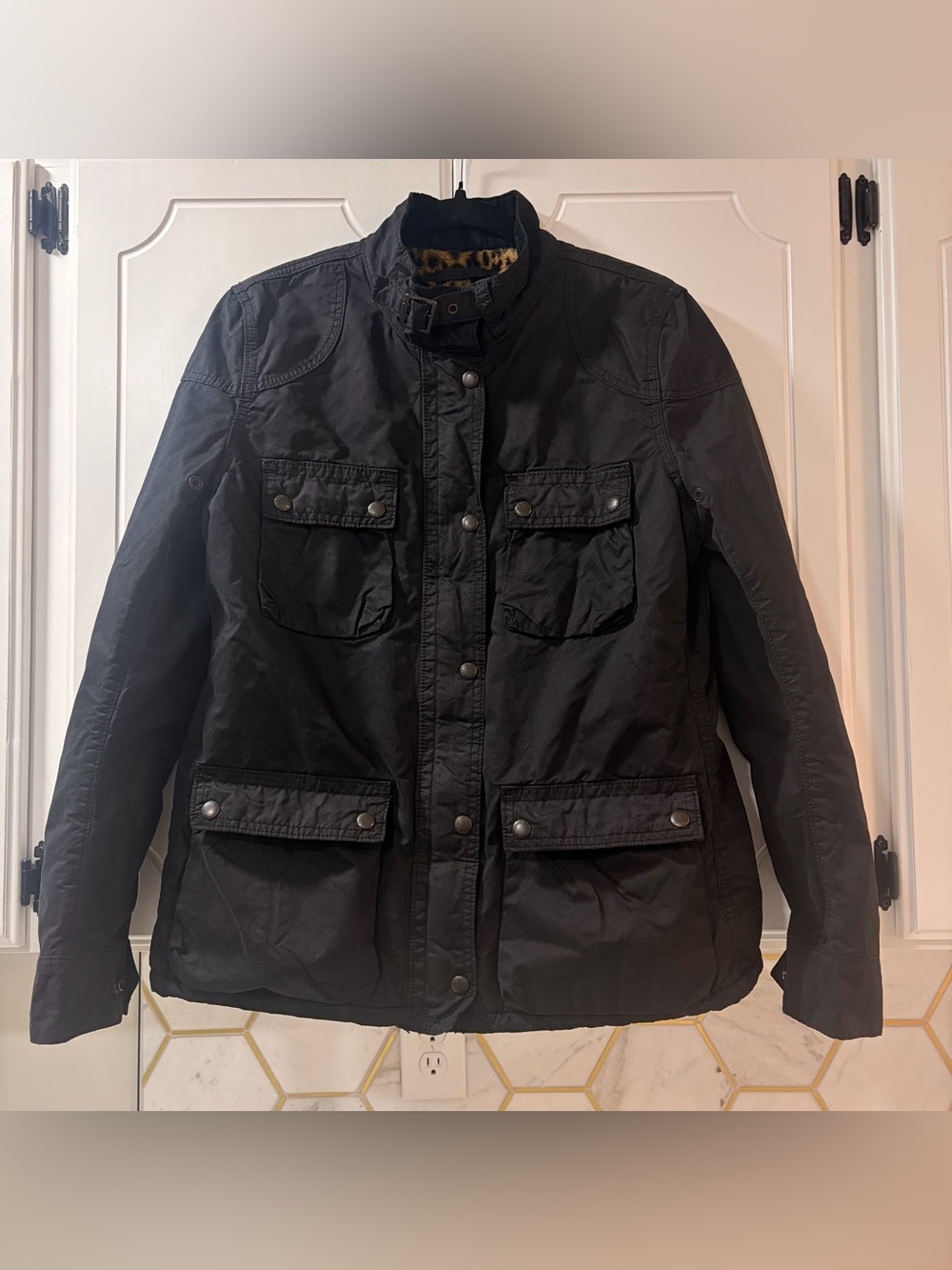 Denim & Supply Ralph Lauren Y2K Waxed Utility Jacket Leopard Print L